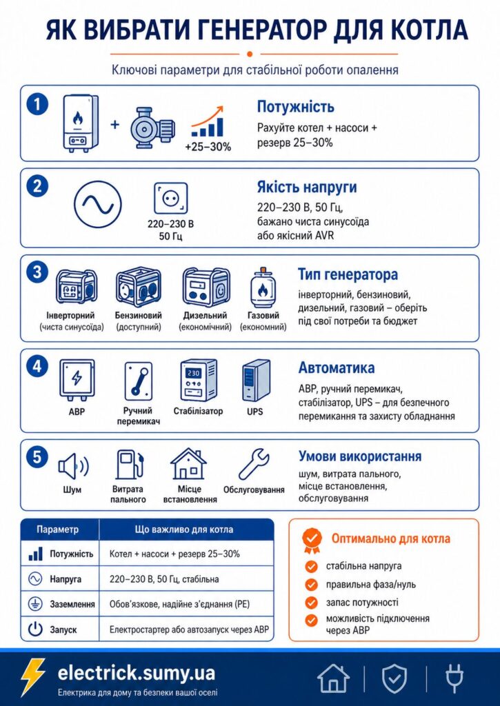 як вибрати генератор для котла