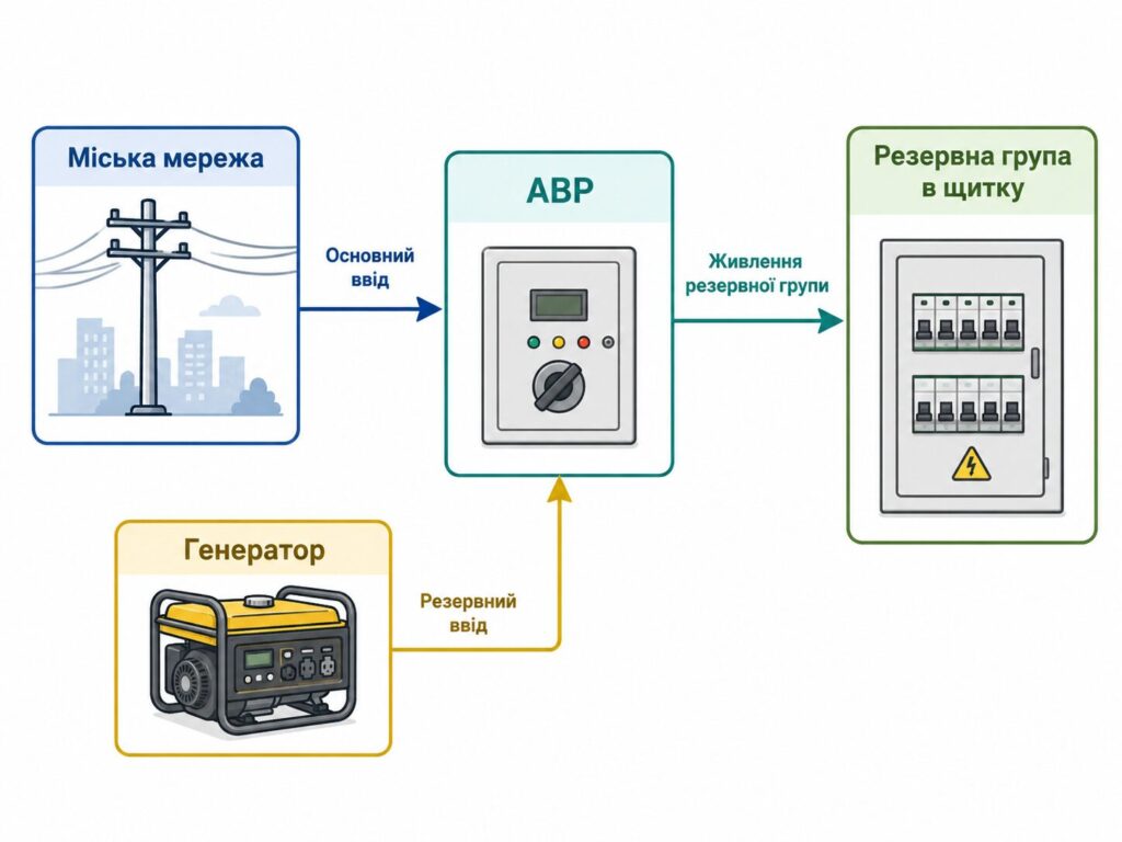 Схема подключения АВР к генератору