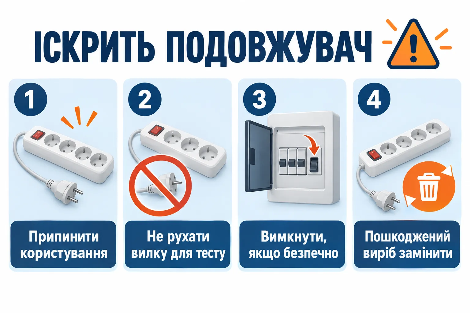 Безпечні дії: Іскрить подовжувач: коли припинити користування і що перевірить електрик