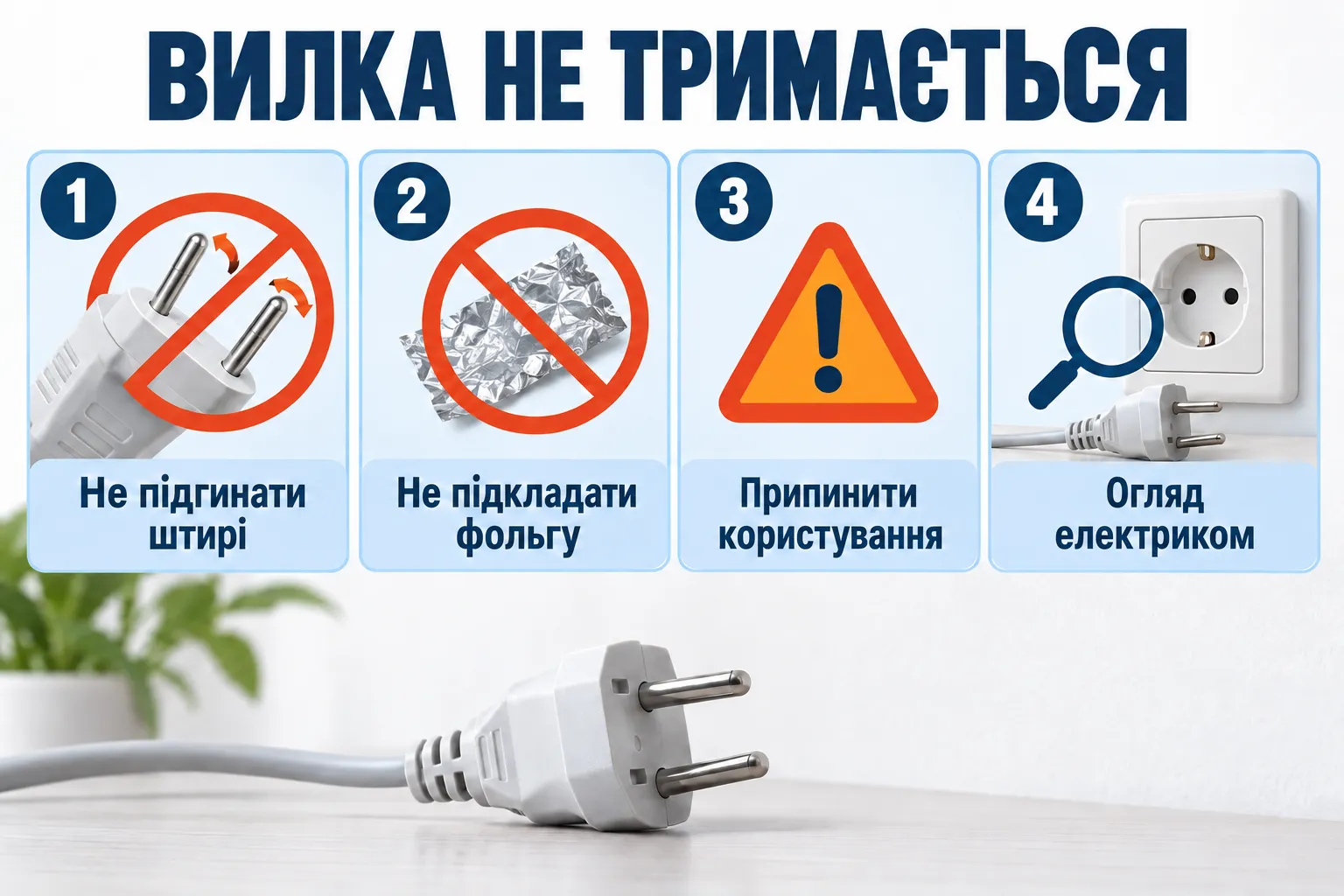 Безпечні дії: Розетка не тримає вилку: причини та безпечна заміна