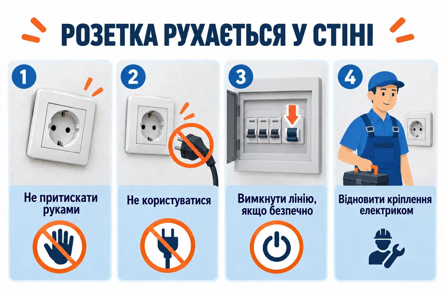 Безпечні дії: Розетка шатається або випадає зі стіни: що робити