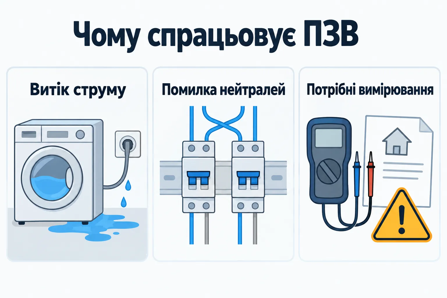Почему срабатывает УЗО: Утечка тока, Ошибка нейтралей, Требуются измерения.
