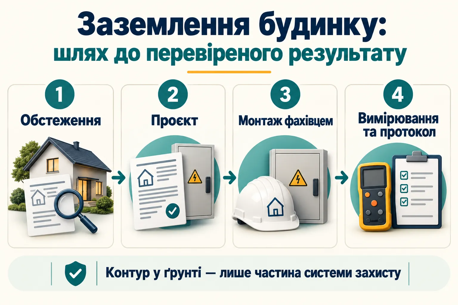 Етапи заземлення будинку: обстеження, проєкт, монтаж і вимірювання
