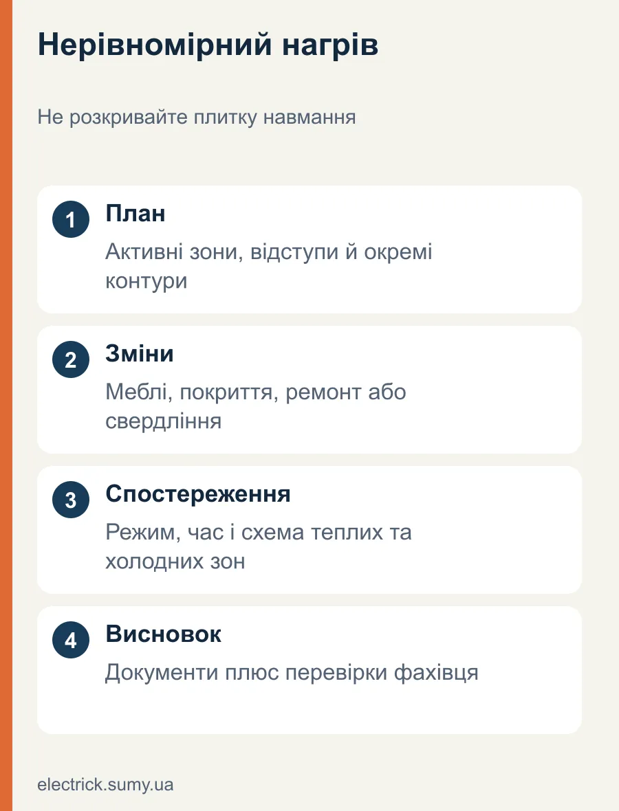 Нерівномірний нагрів. Не розкривайте плитку навмання