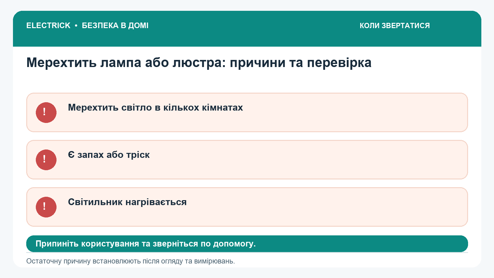 Ознаки, коли потрібна допомога електрика: Мерехтить лампа або люстра: причини та перевірка