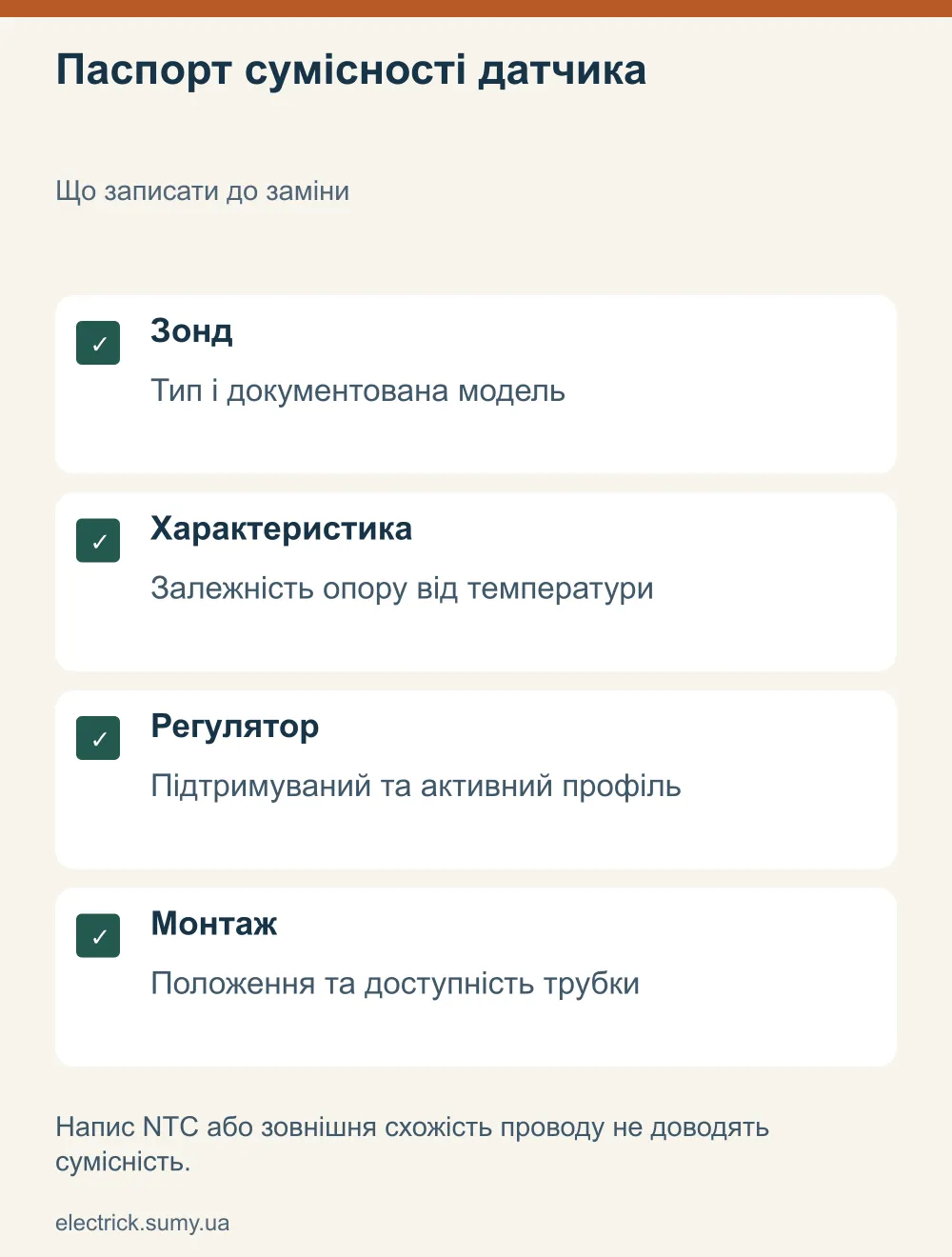 Паспорт сумісності датчика. Що записати до заміни