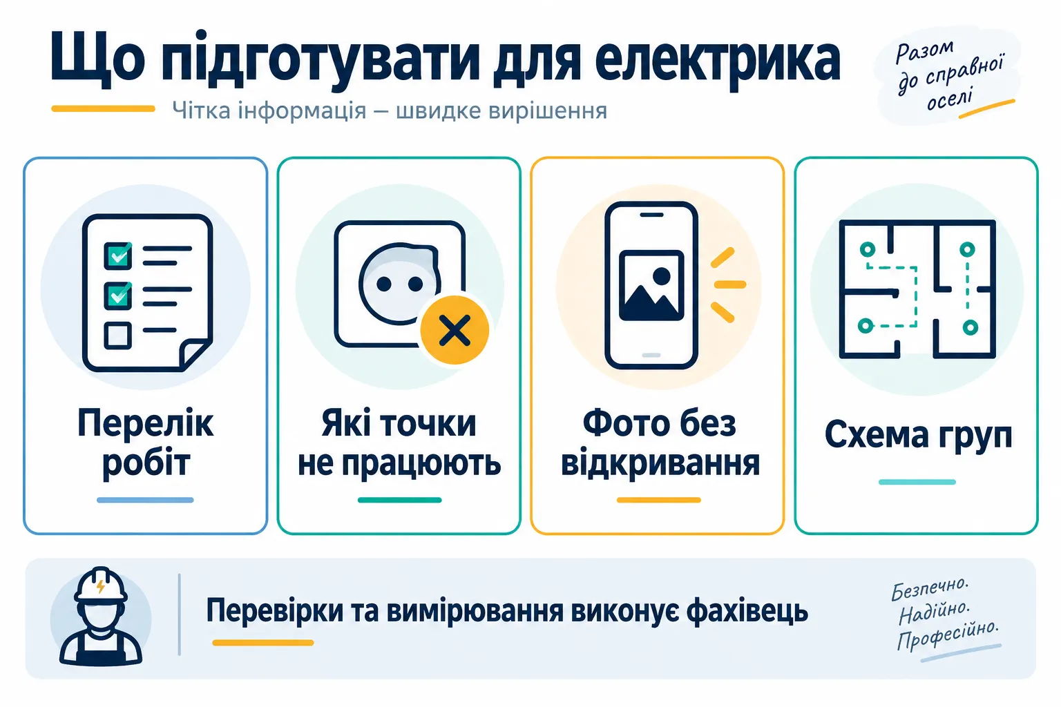 Список информации для электрика после отказа новой проводки