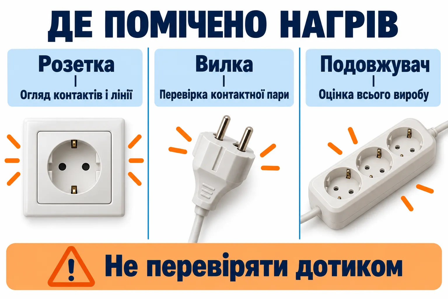 Пояснювальна інфографіка: Гріється розетка або вилка: причини та небезпека