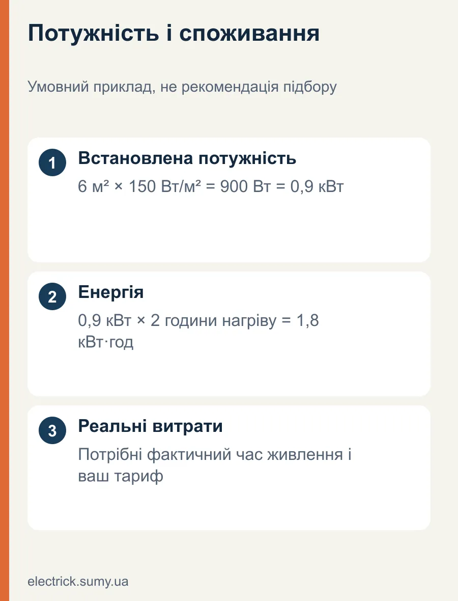 Потужність і споживання. Умовний приклад, не рекомендація підбору