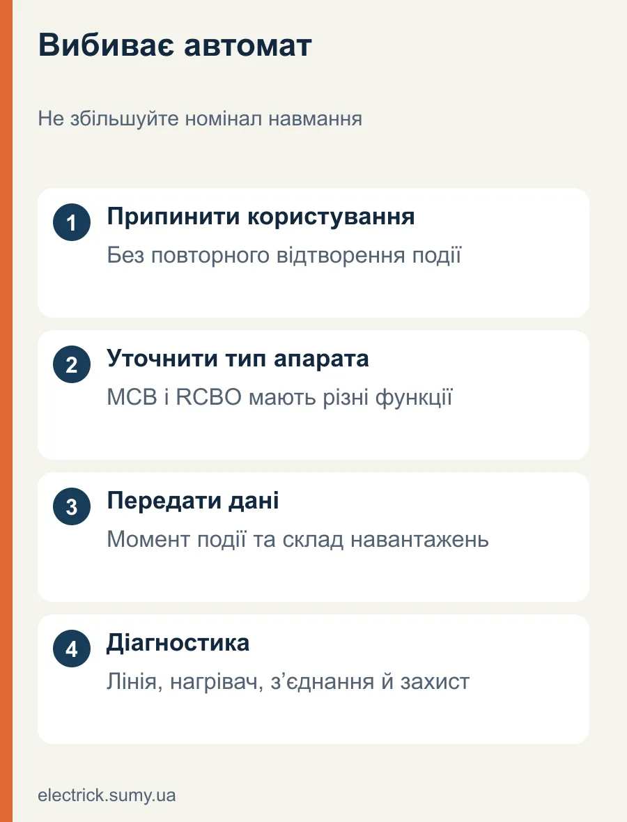 Вибиває автомат. Не збільшуйте номінал навмання