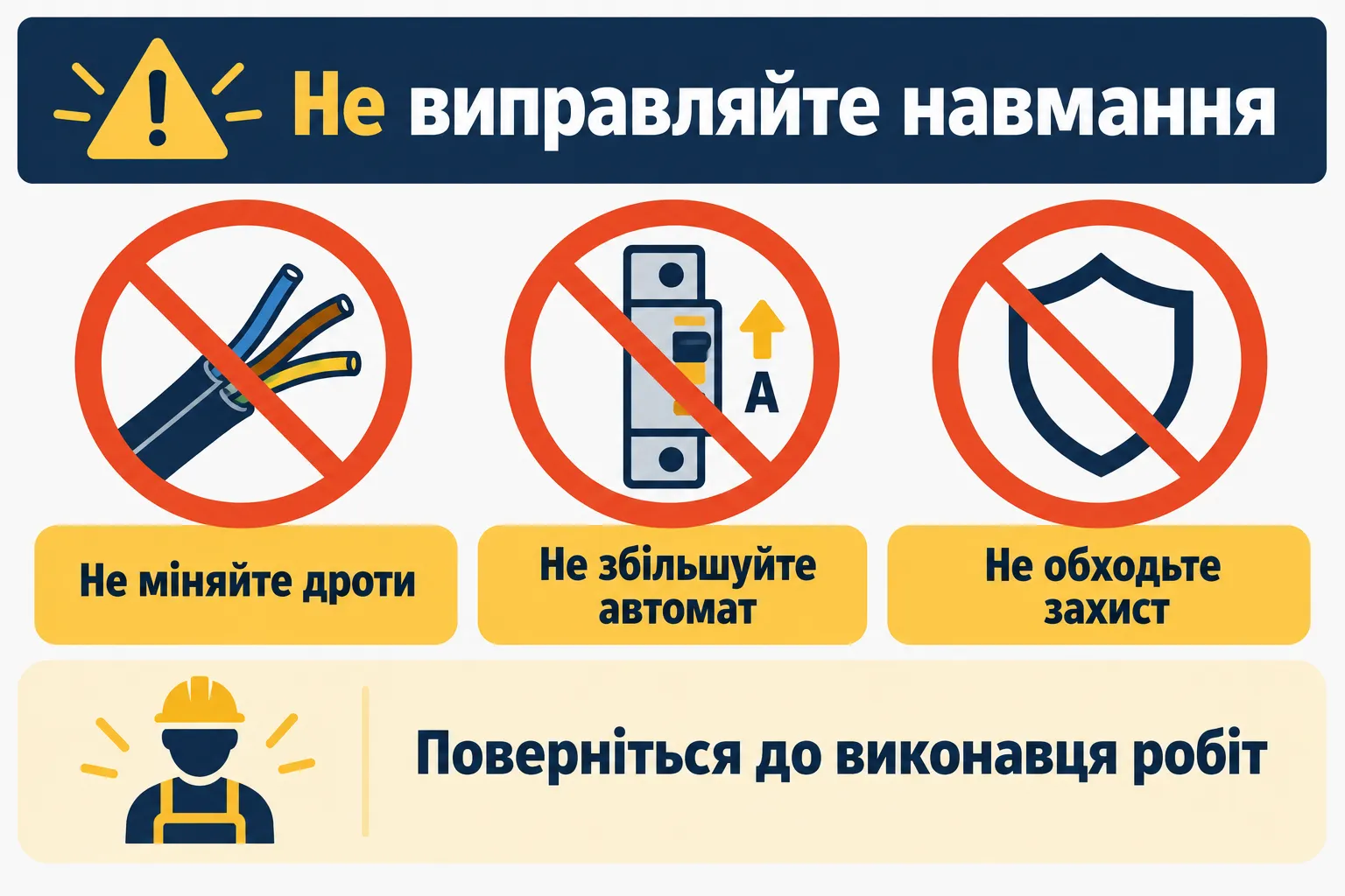 Запрет переставлять провода, увеличивать номинал автомата и обходить защиту